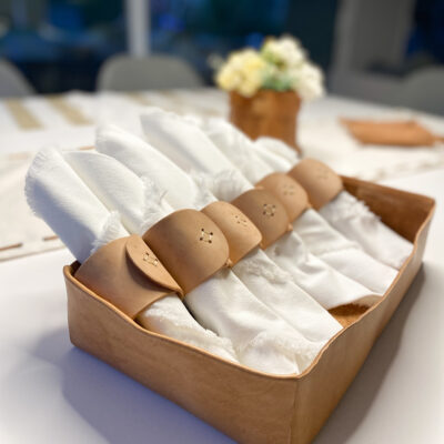 Servilleteros de cuero natural – Set x6