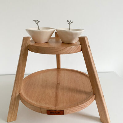 Juego de torre + dos mini bowls + dos cucharas o tenedores