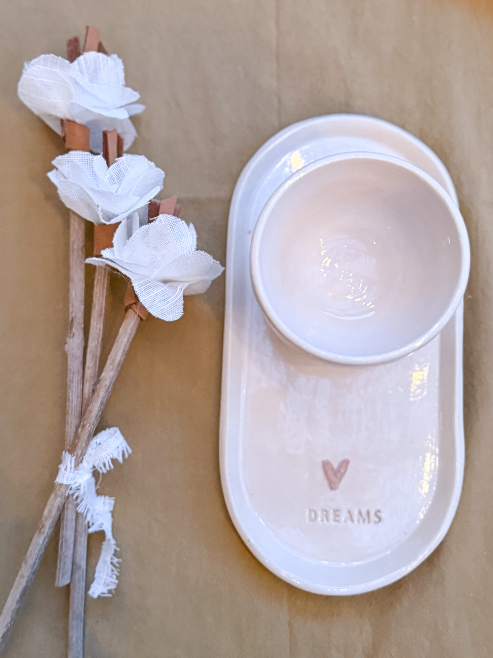 Mini flores de tela x 3 (ideal para completar kits)